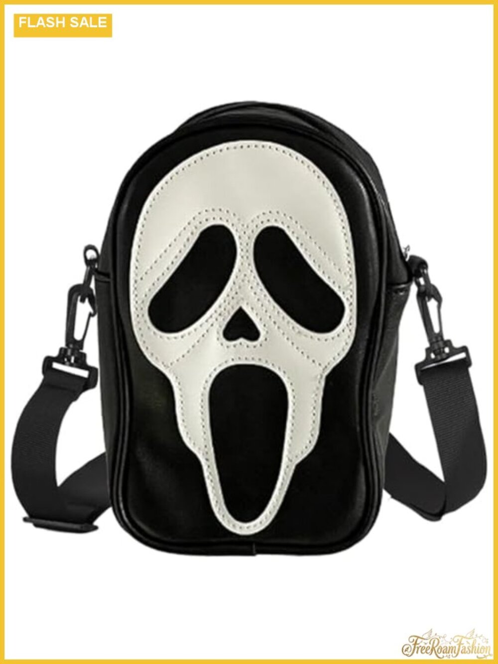 Scream Ghost Face PU Crossbody Goth Sling Bag Adjustable Detachable Strap